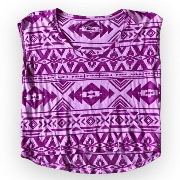 Arizona Jean Company Tops - Arizona Jean Co. Aztec Tribal Print Purple Tee Shirt Size Large